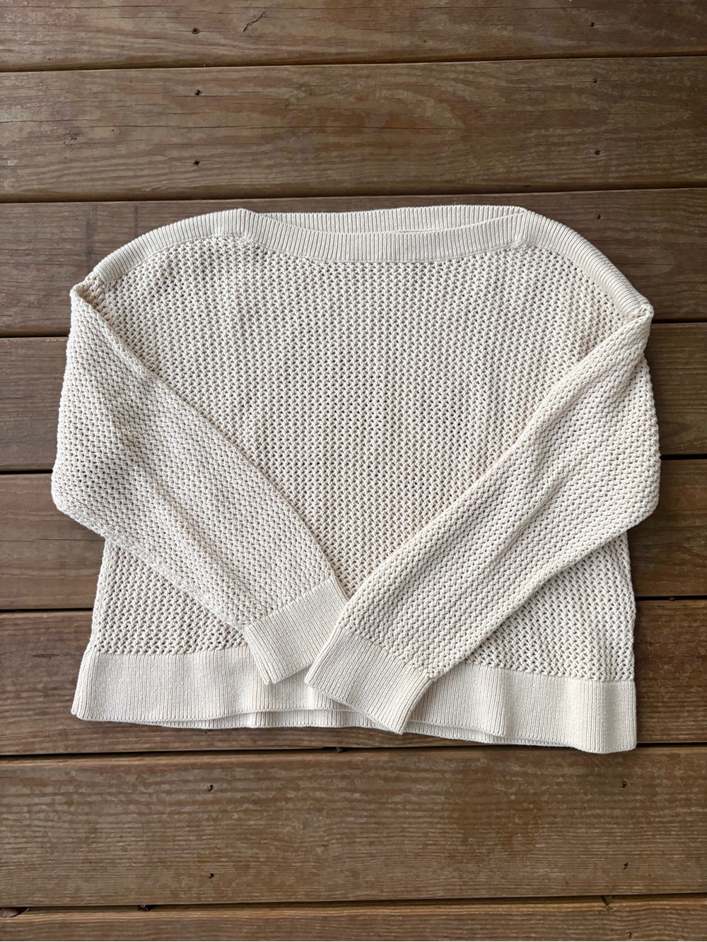 Old Navy Cream Open-Weave Scoop Neck Sweater